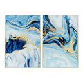 Cuadro abstracto azul, verde y dorado de aluminio (2 unidades)