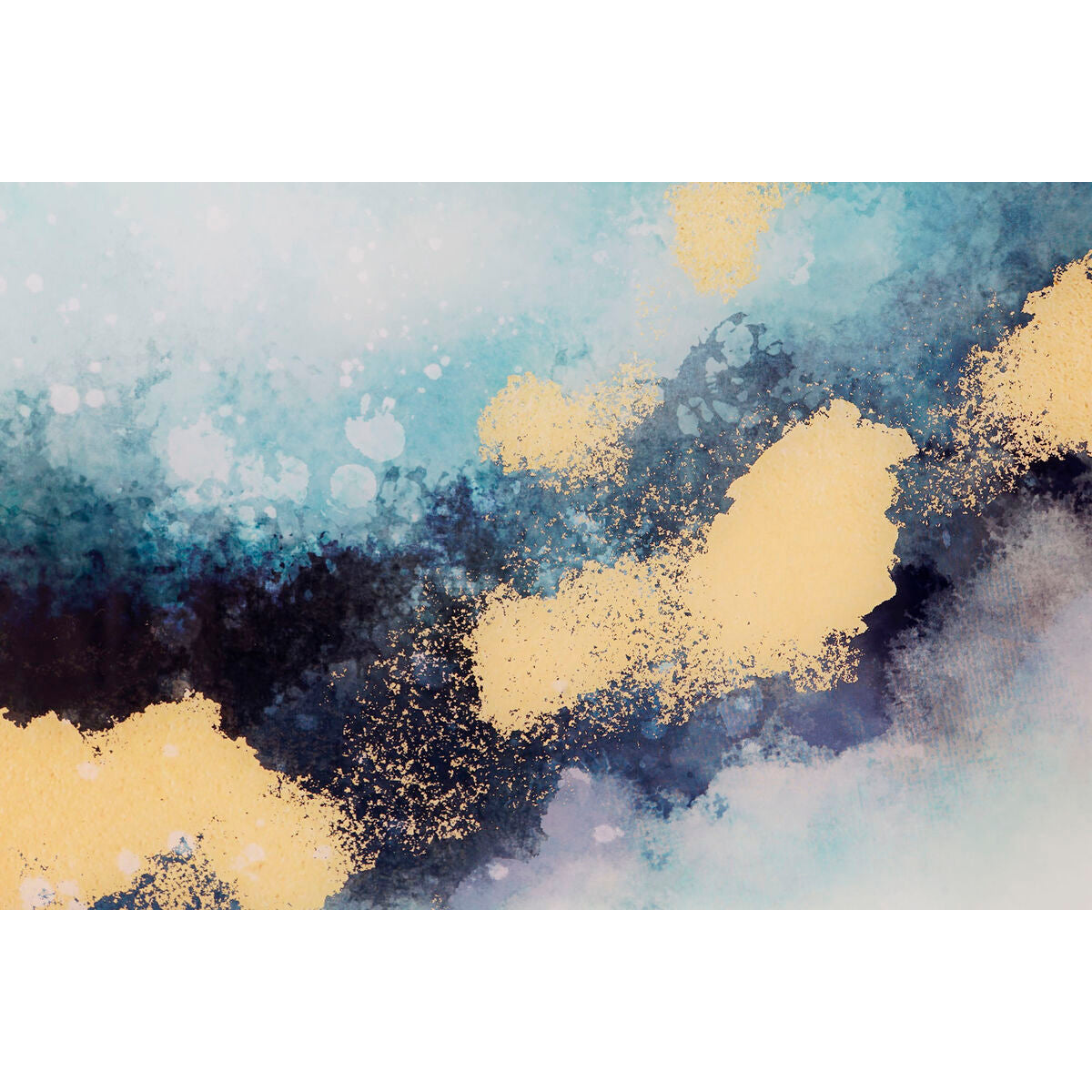 Cuadro abstracto azul y dorado de aluminio y cristal (2 unidades) — imagen 3