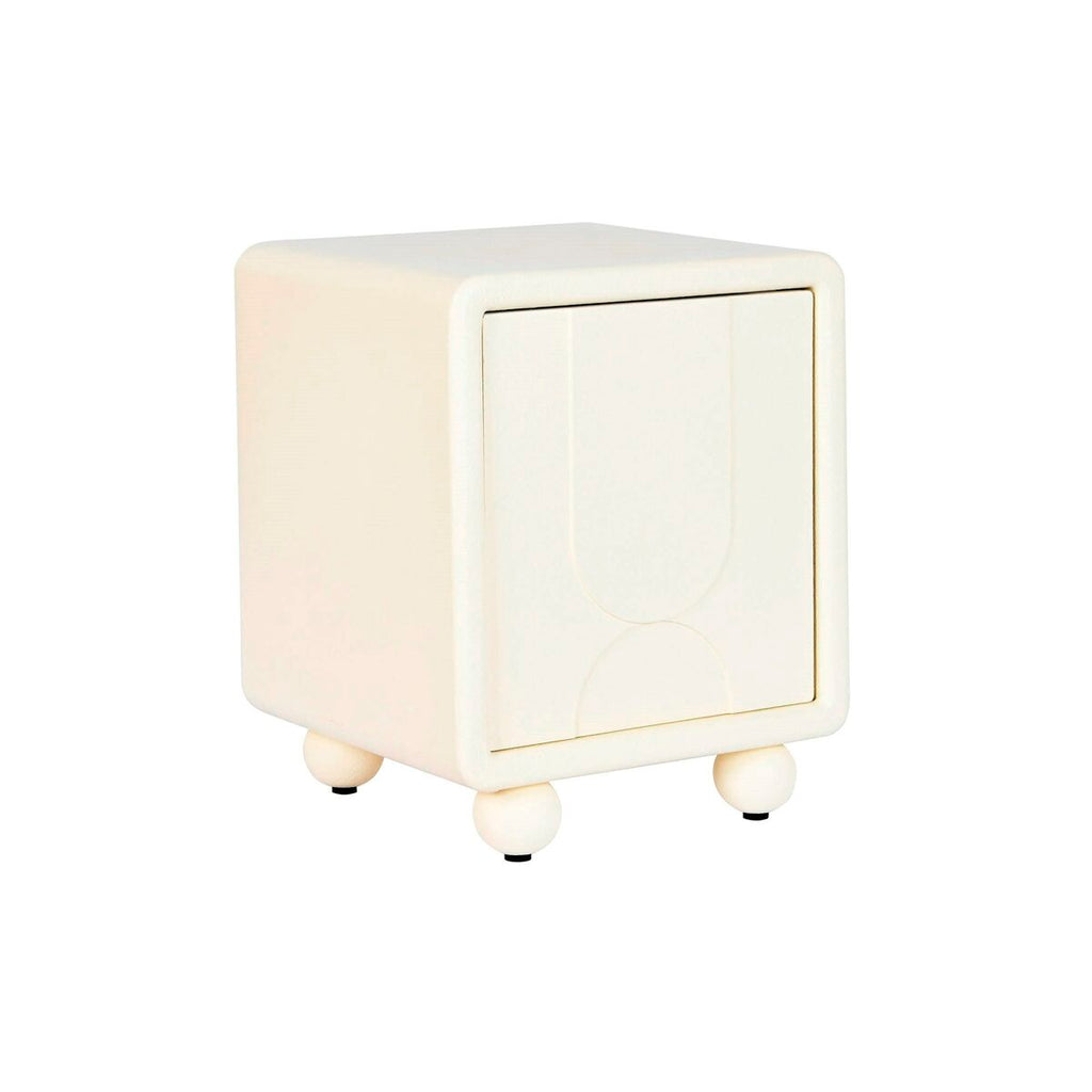 Mesita de noche 3D blanca de MDF, 1 estante y 1 puerta