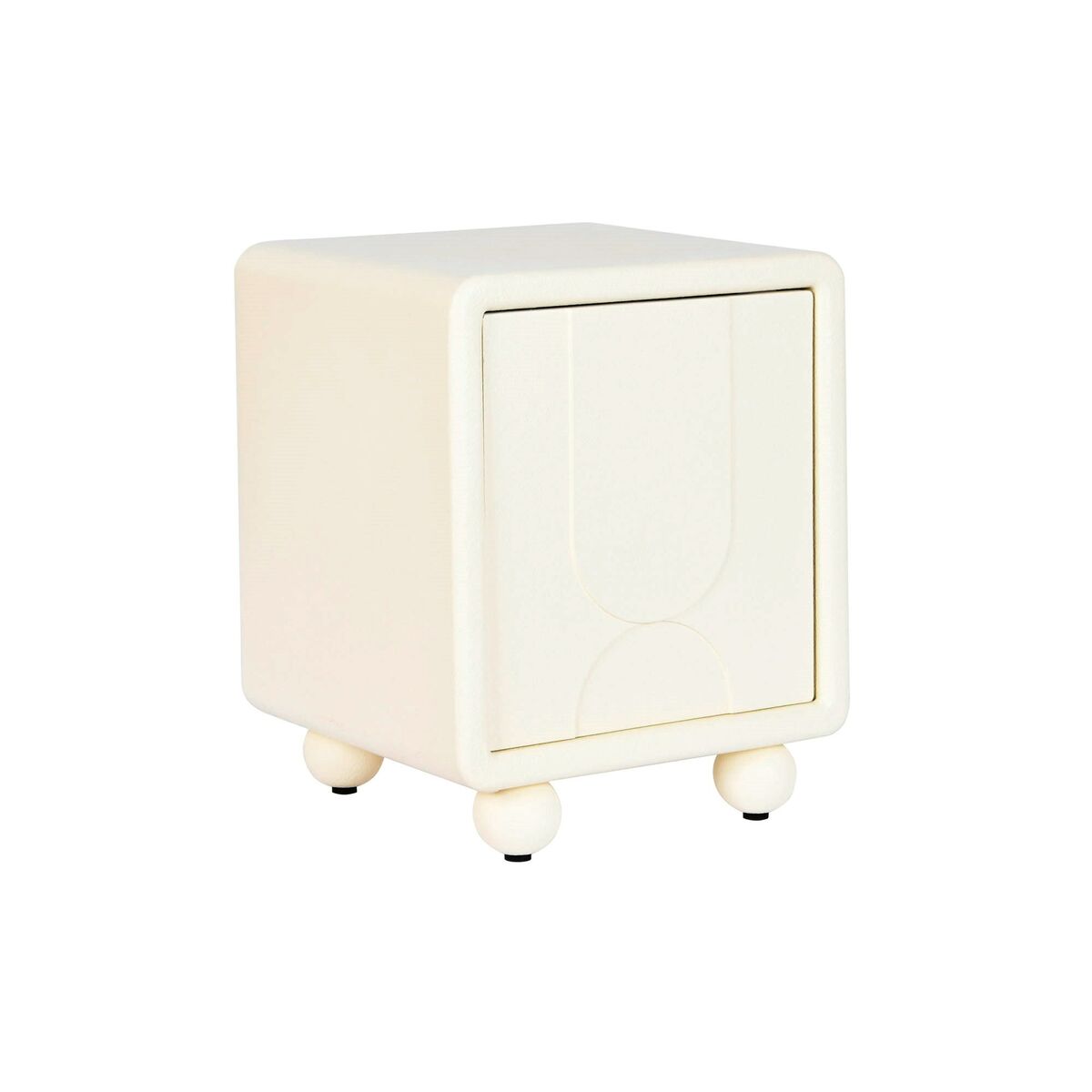 Mesita de noche 3D blanca de MDF, 1 estante y 1 puerta