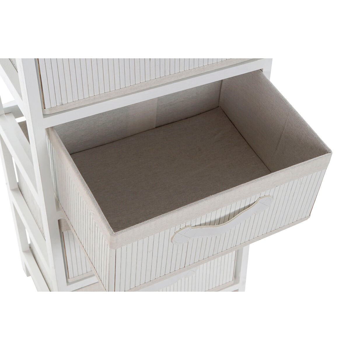 Cajonera blanca de bambú y paulonia, 5 cajones, 42 x 32 x 98 cm — imagen 3