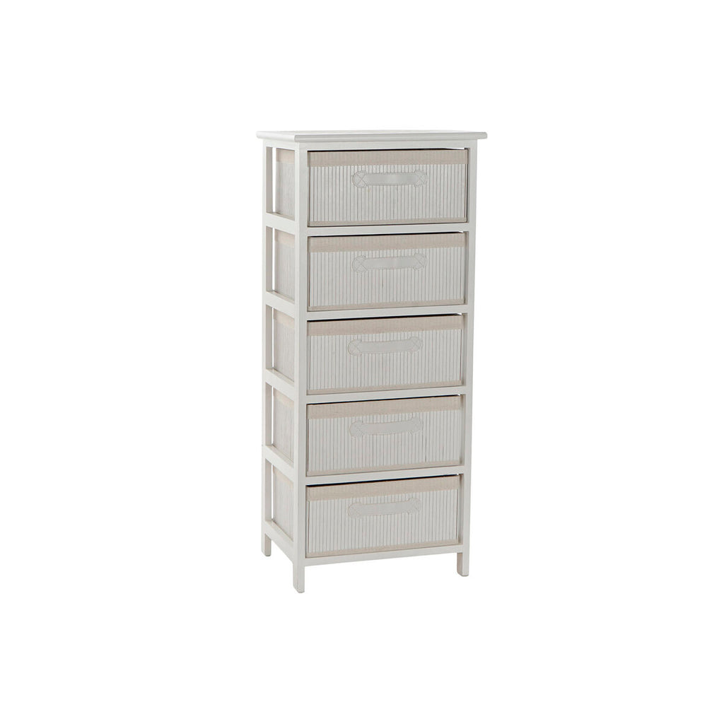 Cajonera blanca de bambú y paulonia, 5 cajones, 42 x 32 x 98 cm