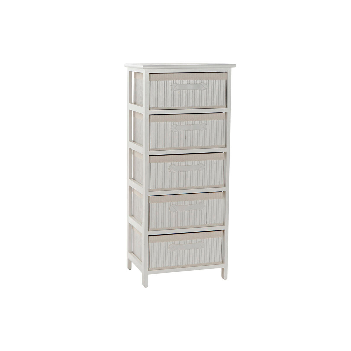 Cajonera blanca de bambú y paulonia, 5 cajones, 42 x 32 x 98 cm