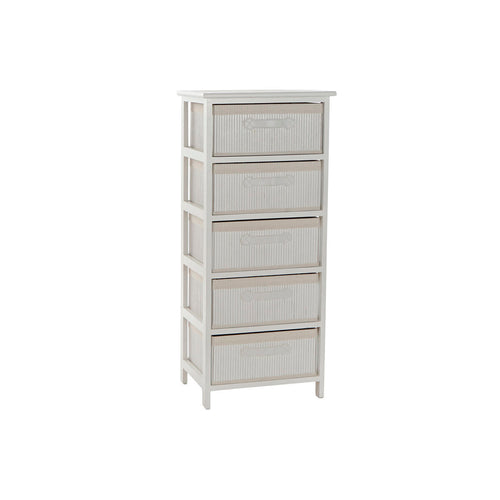 Cajonera blanca de bambú y paulonia, 5 cajones, 42 x 32 x 98 cm