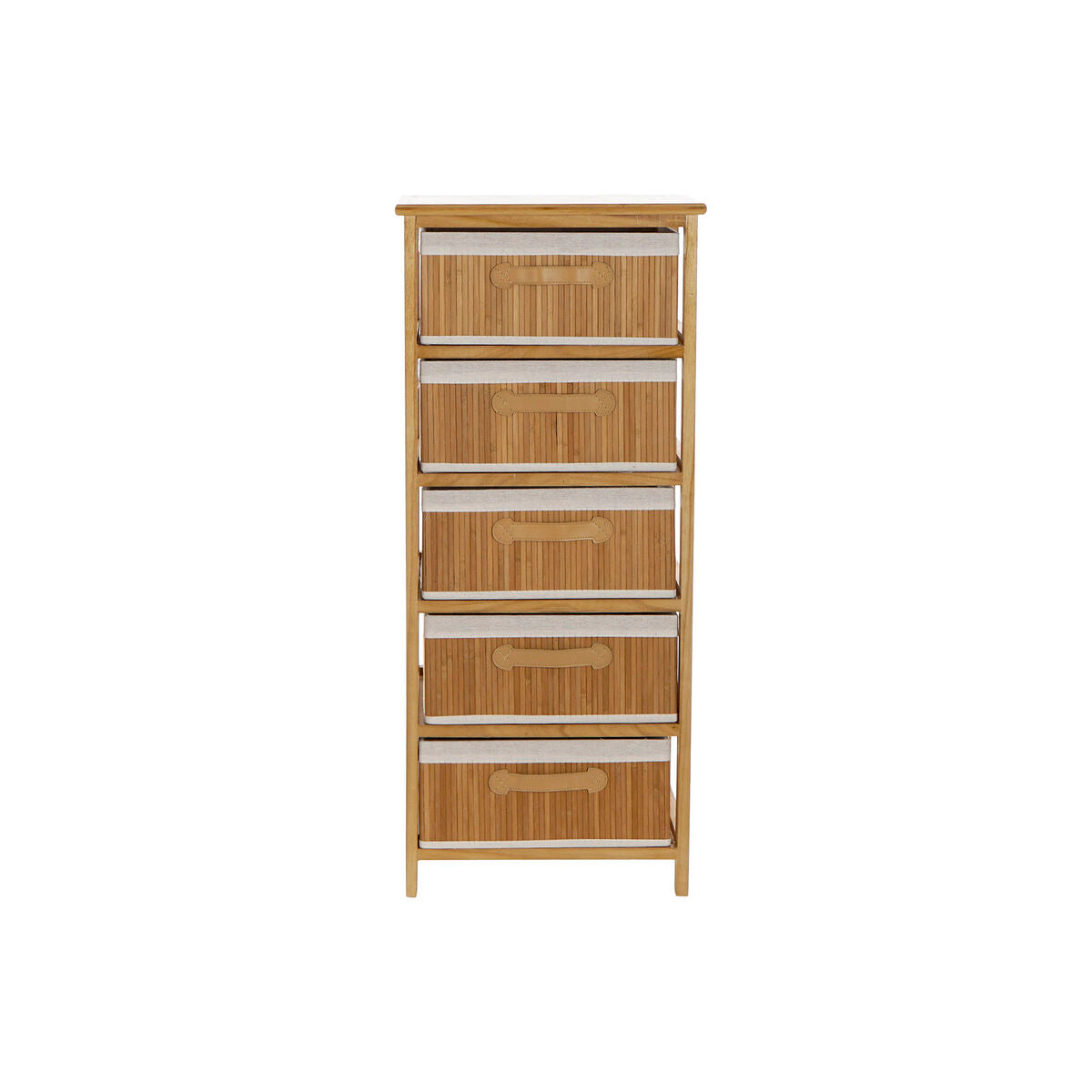 Cajonera natural de bambú y paulonia, 5 cajones, 42 x 32 x 98 cm
