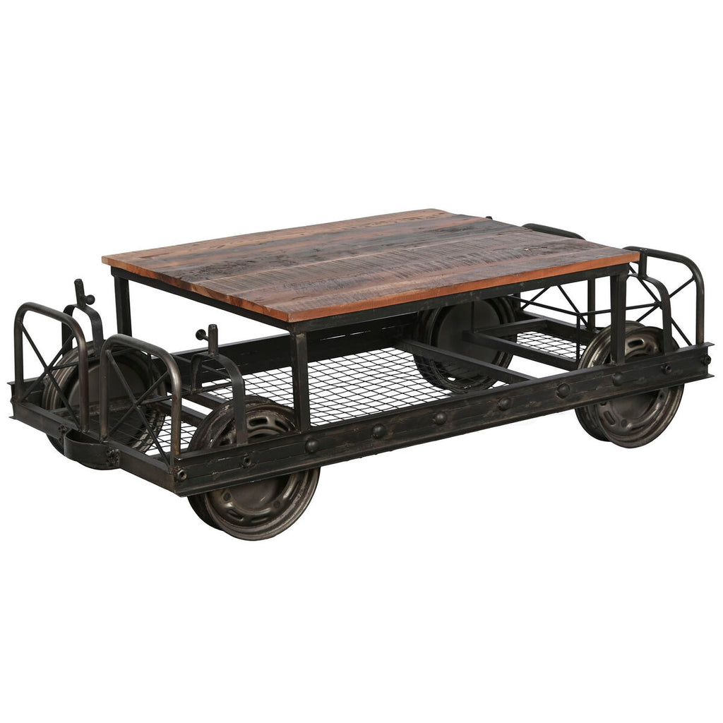 Mesa de centro vintage doble cara de metal, 147 x 48 x 76 cm