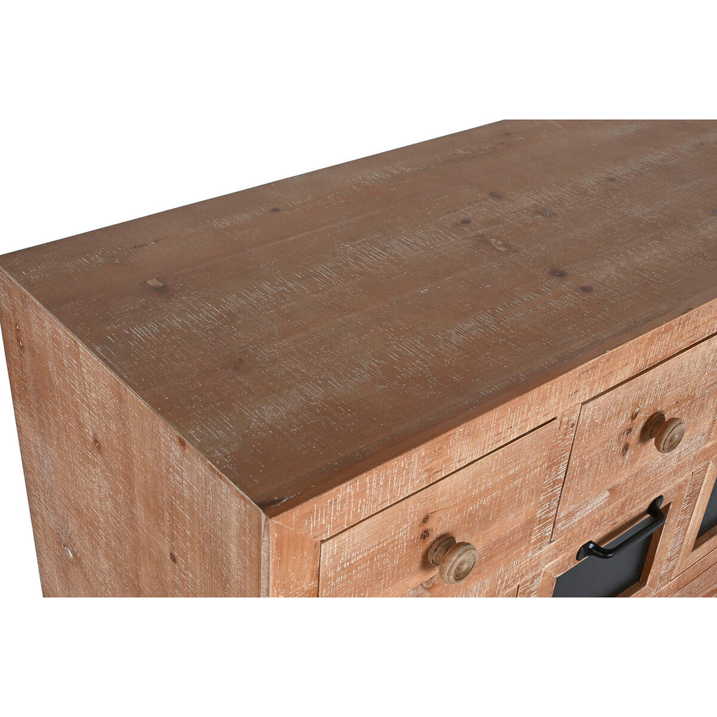 Cajonera cottage negra y natural de metal y abeto, hecha a mano — imagen 7
