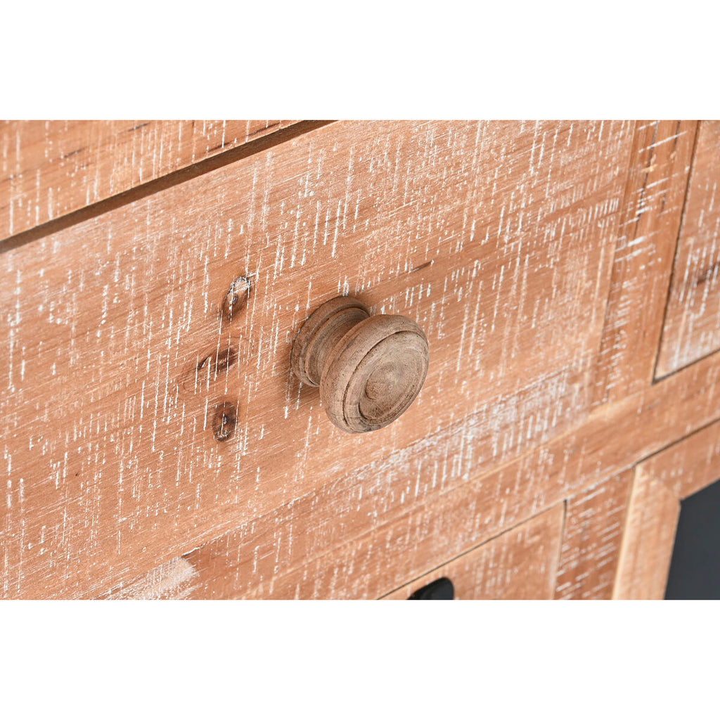 Cajonera cottage negra y natural de metal y abeto, hecha a mano — imagen 4