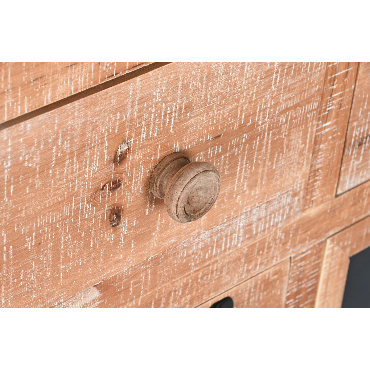Cajonera cottage negra y natural de metal y abeto, hecha a mano — imagen 4