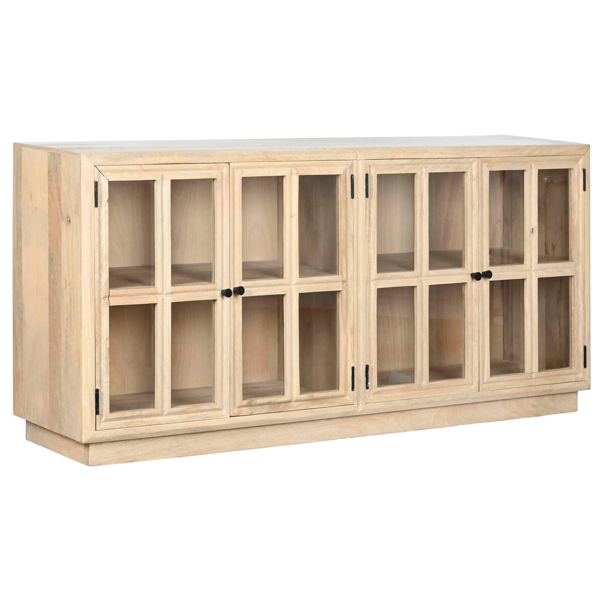 Aparador de madera de mango y cristal, 170 cm