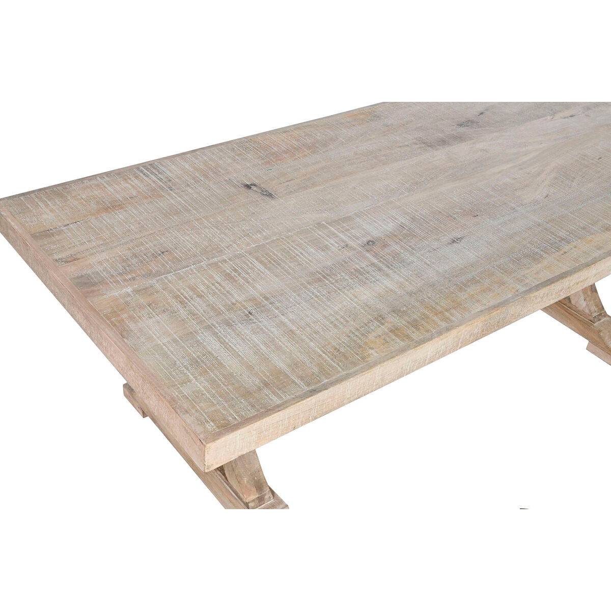 Mesa de centro hecha a mano blanca y natural, 150 x 70 x 50 cm — imagen 2