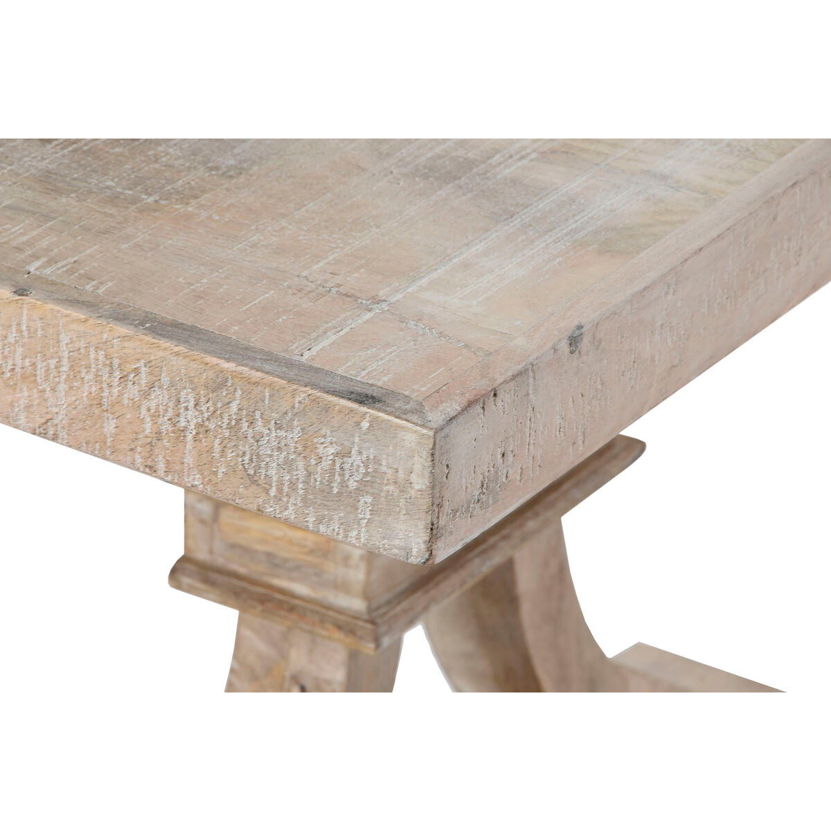 Mesa de centro hecha a mano blanca y natural, 150 x 70 x 50 cm — imagen 3