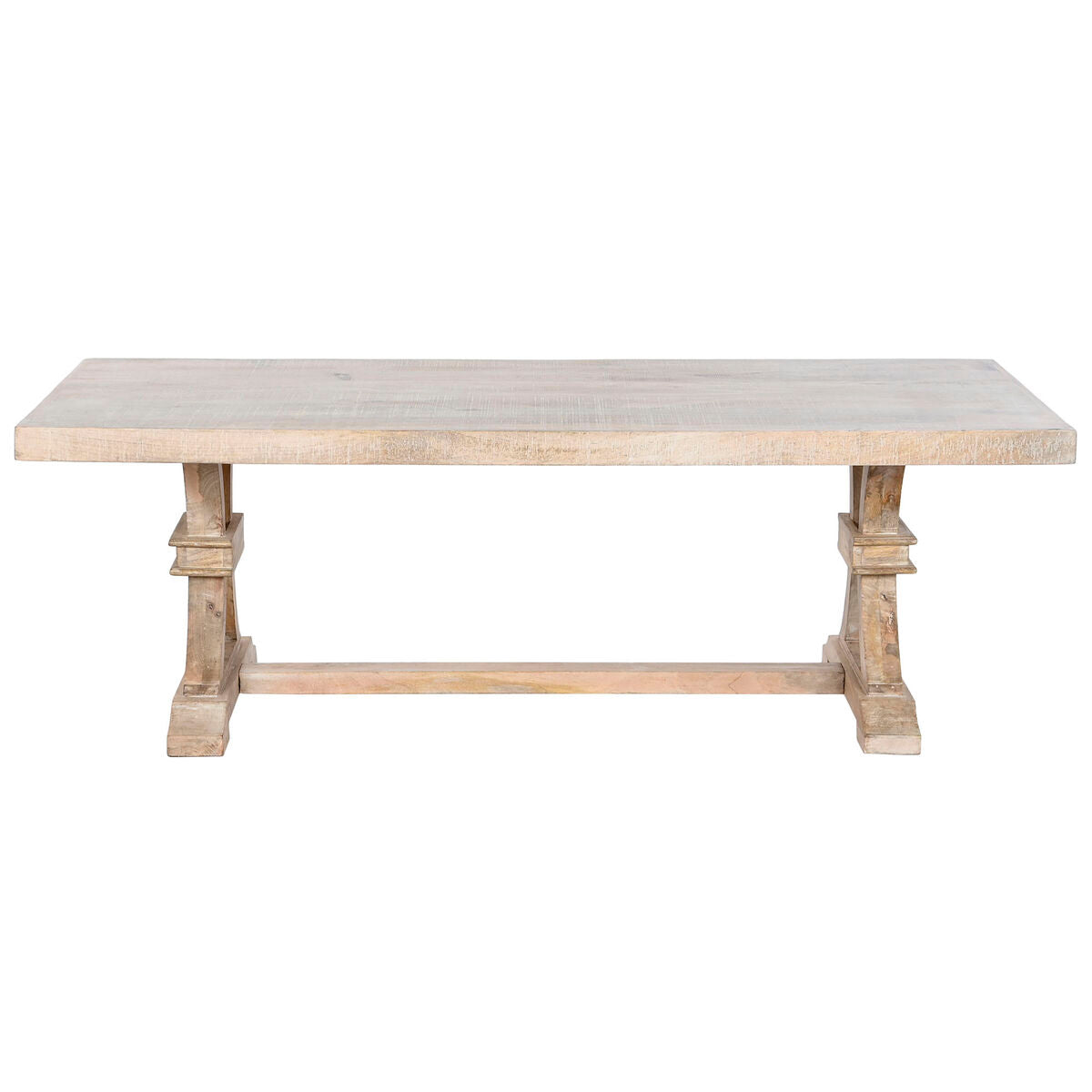 Mesa de centro hecha a mano blanca y natural, 150 x 70 x 50 cm — imagen 5