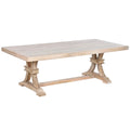 Mesa de centro hecha a mano blanca y natural, 150 x 70 x 50 cm