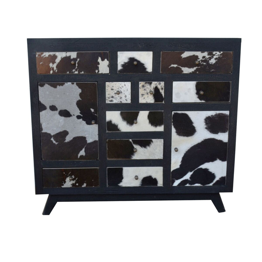Cajonera con motivo de vaca, madera de mango, 115 x 36 x 102 cm — imagen 3