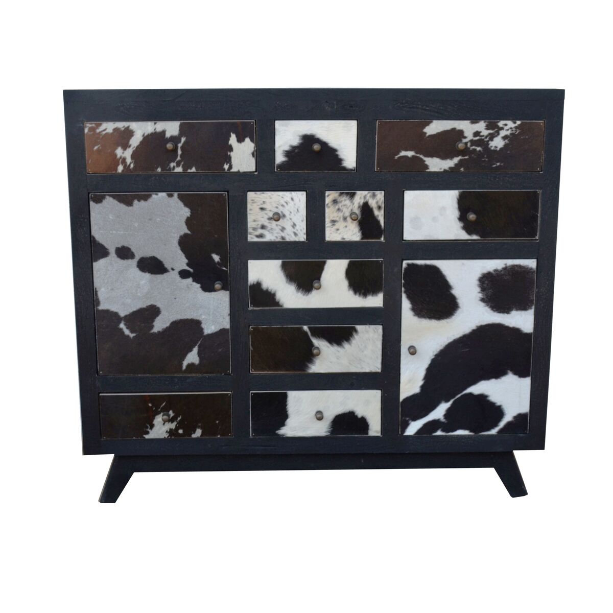 Cajonera con motivo de vaca, madera de mango, 115 x 36 x 102 cm — imagen 3