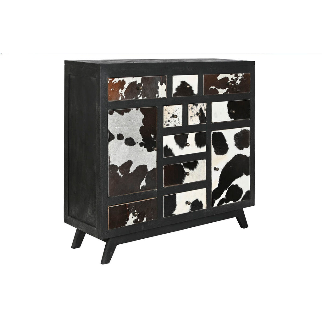 Cajonera con motivo de vaca, madera de mango, 115 x 36 x 102 cm