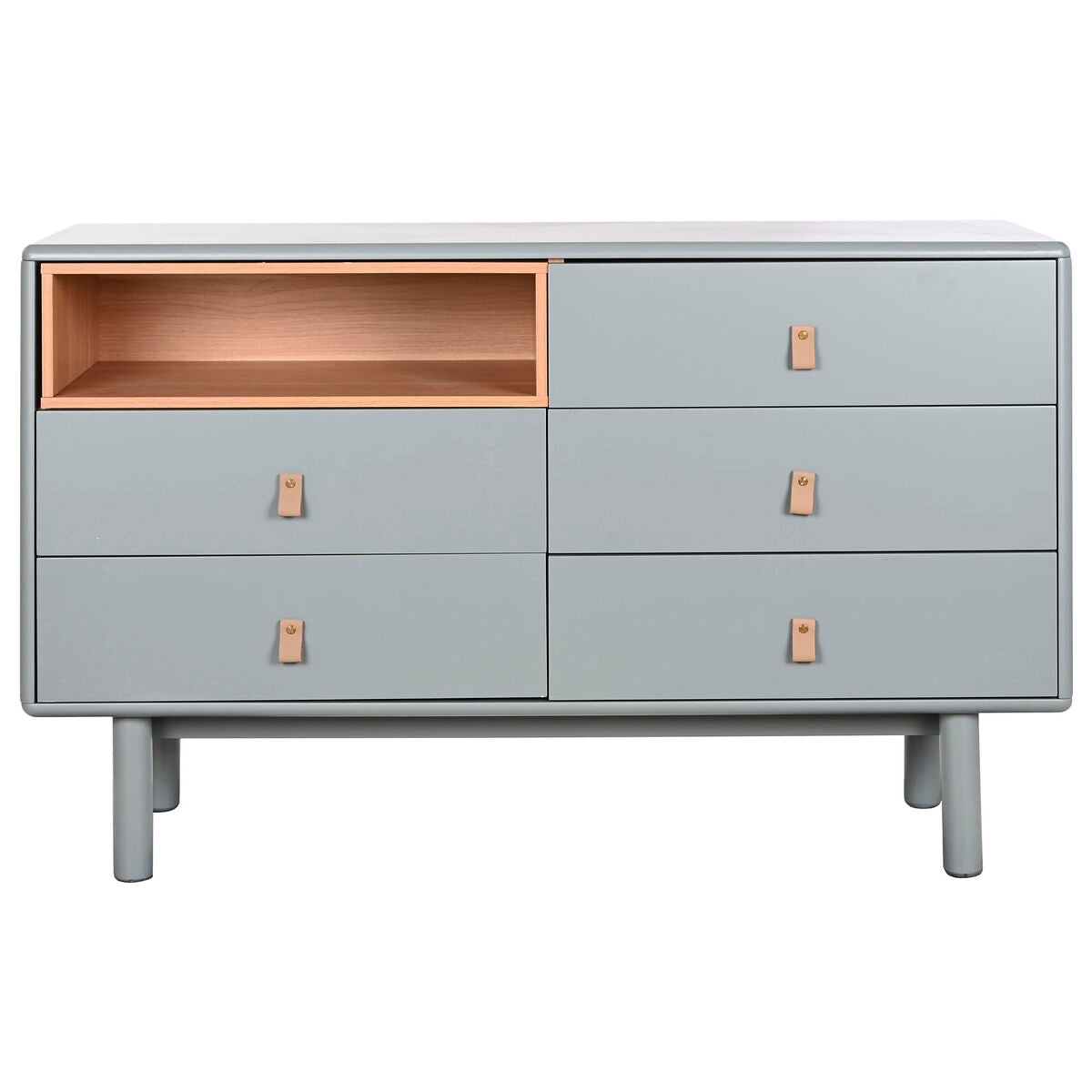 Cómoda azul, gris y natural de polipropileno y MDF, 120 cm — imagen 8