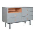 Cómoda azul, gris y natural de polipropileno y MDF, 120 cm