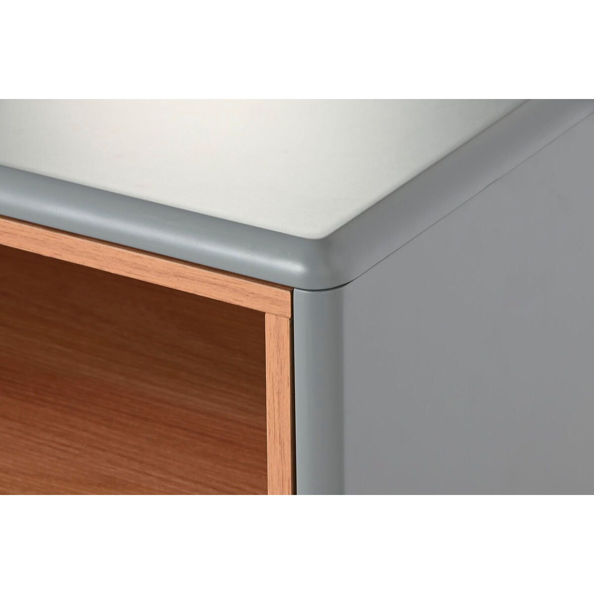 Mesita de noche de madera MDF azul y gris, 1 cajón, 55 cm — imagen 3