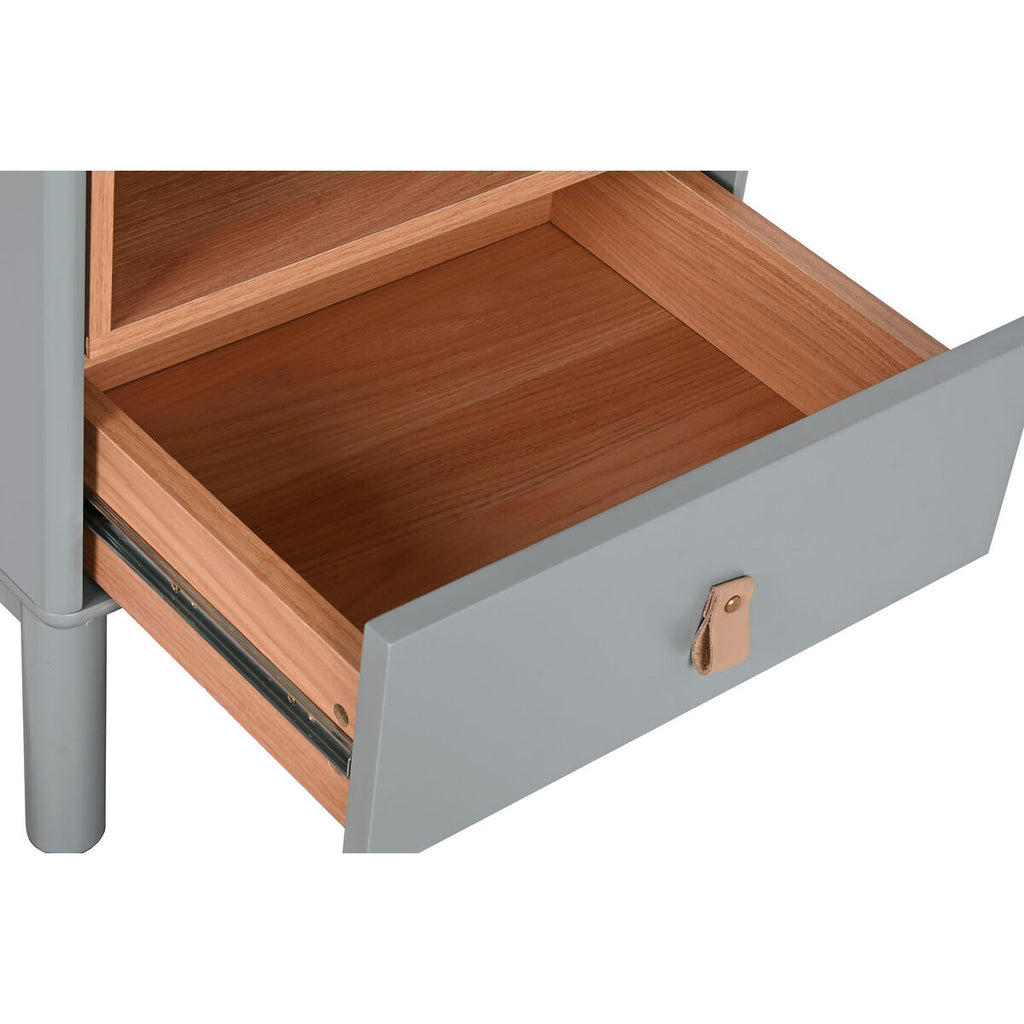 Mesita de noche de madera MDF azul y gris, 1 cajón, 55 cm — imagen 5