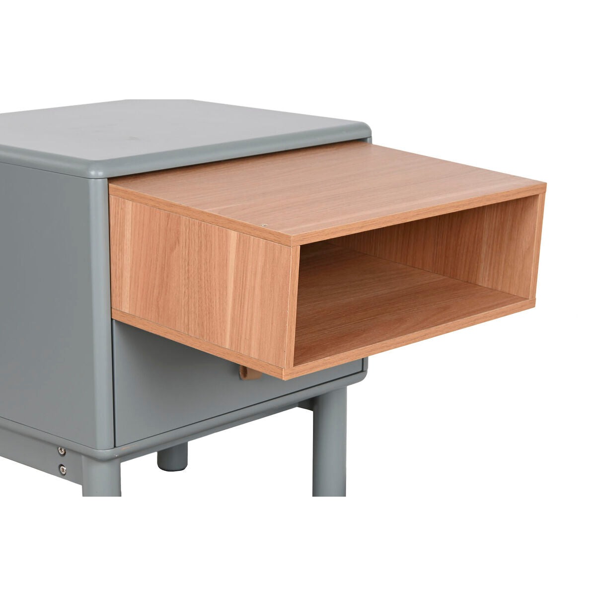 Mesita de noche de madera MDF azul y gris, 1 cajón, 55 cm — imagen 7