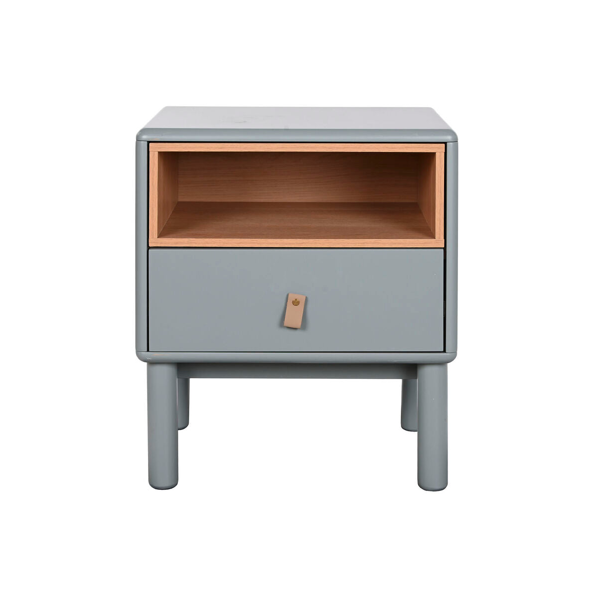Mesita de noche de madera MDF azul y gris, 1 cajón, 55 cm — imagen 9