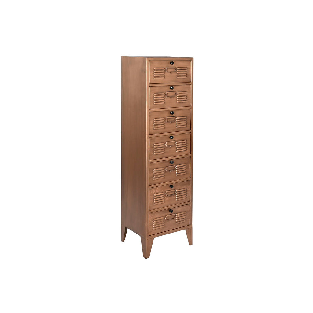 Cajonera de metal dorado estilo loft con 7 cajones