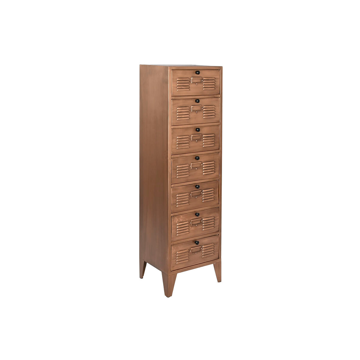 Cajonera de metal dorado estilo loft con 7 cajones
