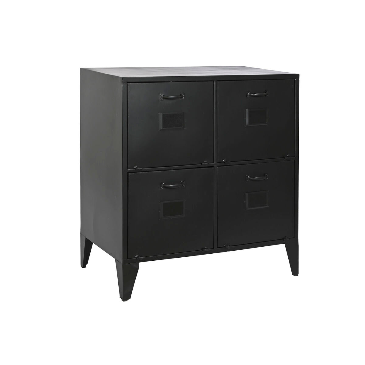 Cajonera de metal estilo loft, negra, 80 cm de alto
