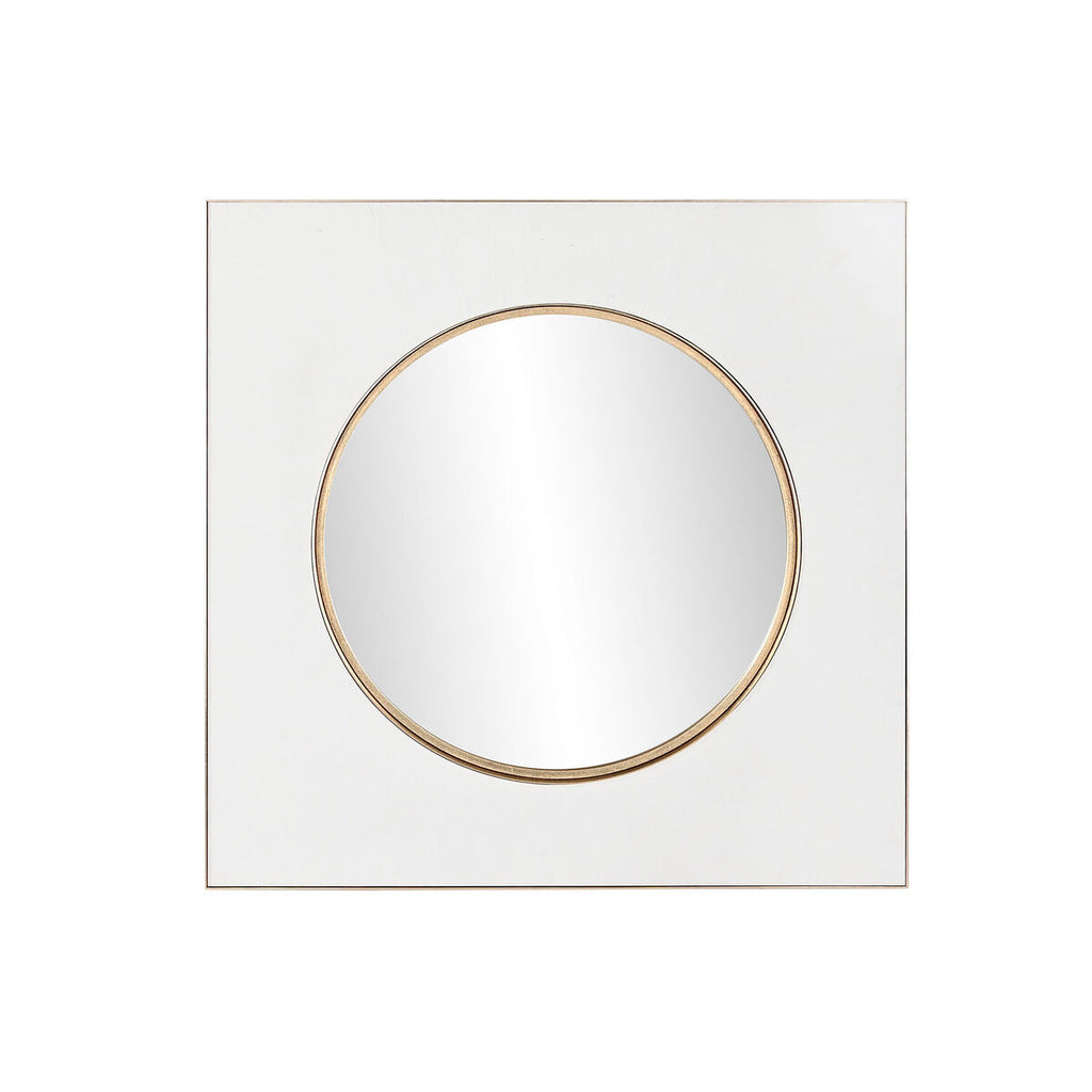 Espejo de pared de hierro blanco y dorado, 100 x 100 cm