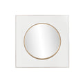 Espejo de pared de hierro blanco y dorado, 100 x 100 cm