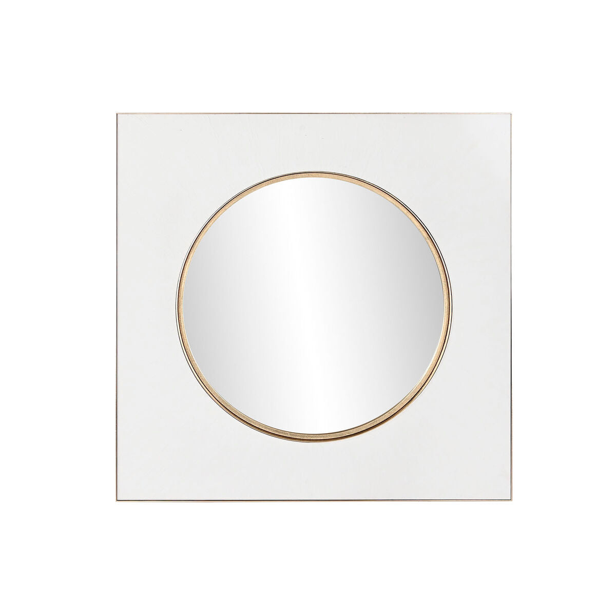 Espejo de pared de hierro blanco y dorado, 100 x 100 cm