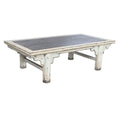 Mesa de centro de ratán y madera de olmo, doble cara