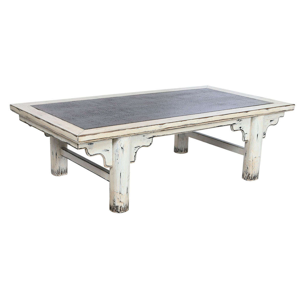 Mesa de centro de ratán y madera de olmo, doble cara