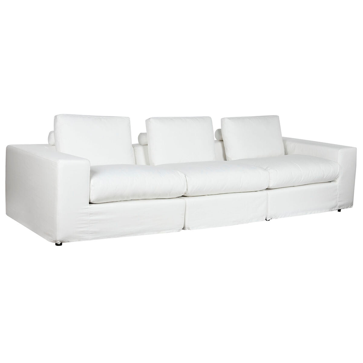 Sofá moderno blanco con relleno de pluma, 286 x 95,5 x 57 cm