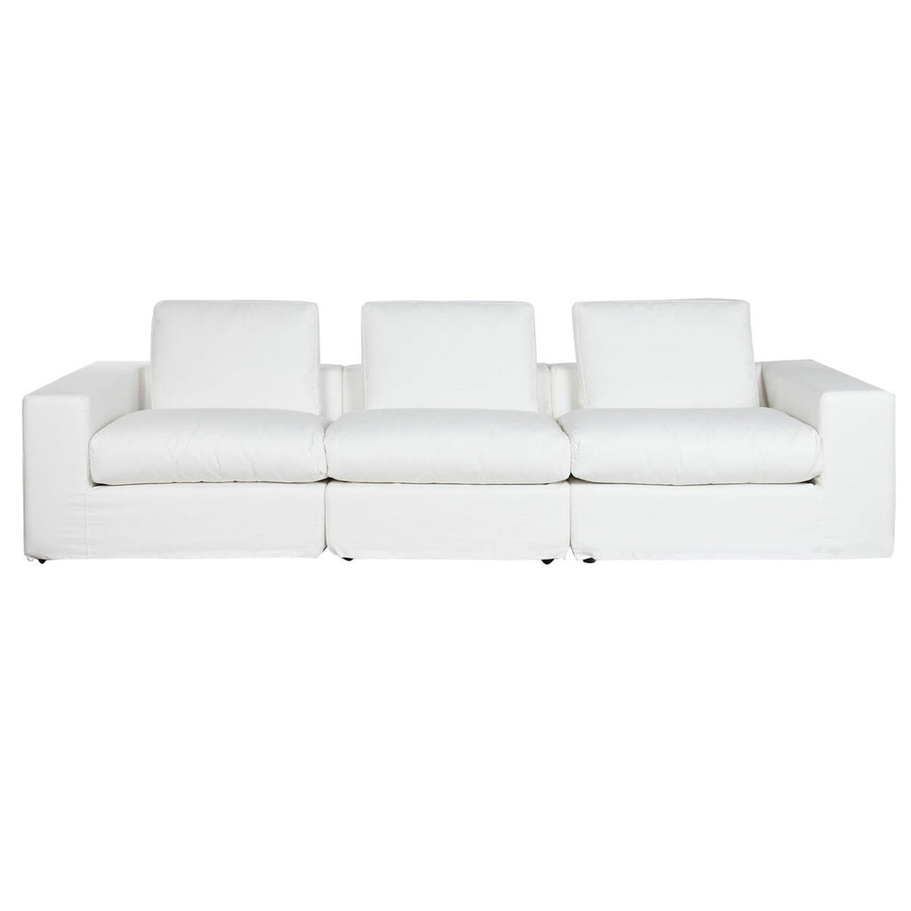Sofá moderno blanco con relleno de pluma, 286 x 95,5 x 57 cm — imagen 9