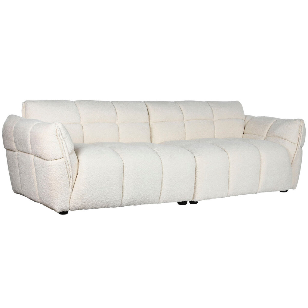 Sofá blanco de poliéster con estructura de madera, 260 cm