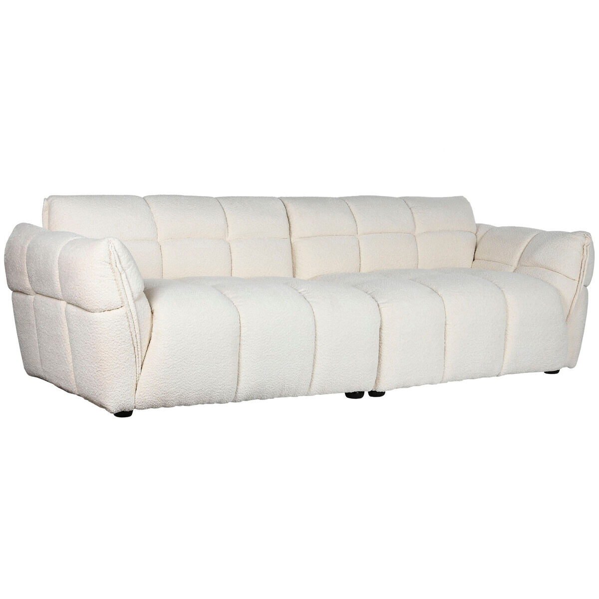 Sofá blanco de poliéster con estructura de madera, 260 cm