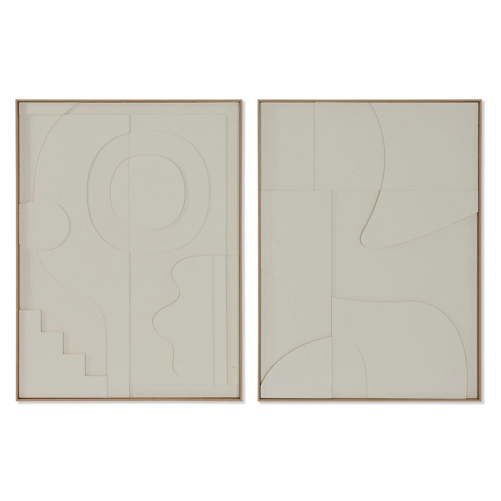 Cuadro 3D escandinavo blanco, crema y natural, 75 x 4 x 100 cm