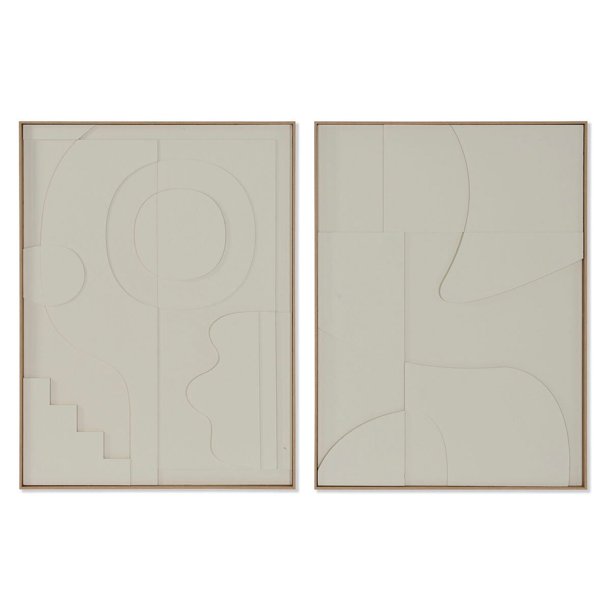 Cuadro 3D escandinavo blanco, crema y natural, 75 x 4 x 100 cm