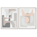 Cuadro abstracto urbano pintado a mano, blanco, beige y gris