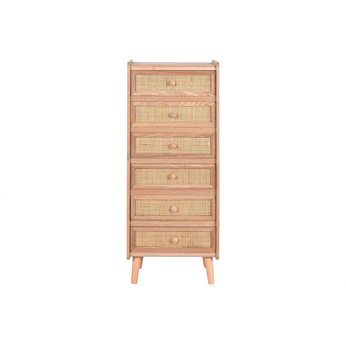 Cajonera de ratán y madera de paulonia, 6 cajones, natural — imagen 6