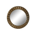 Espejo de pared redondo dorado, cristal y hierro, 110,5 cm