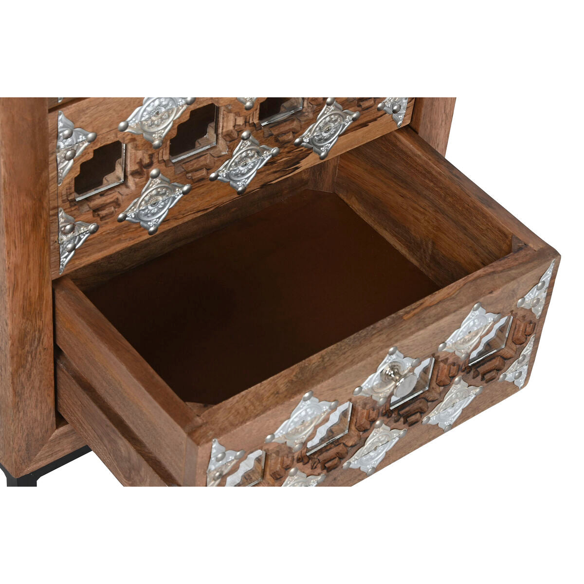 Cajonera de madera de mango con espejo, estilo indio — imagen 3