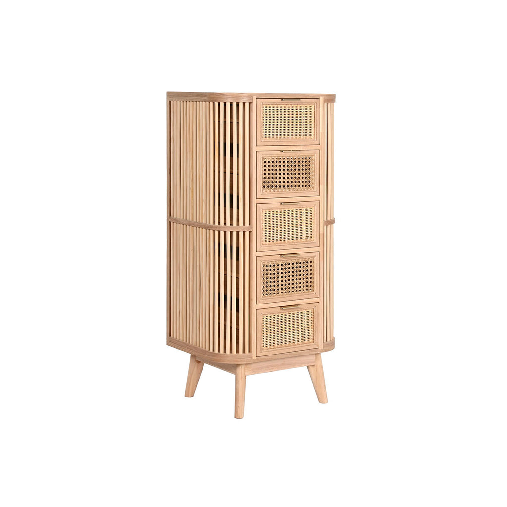 Cajonera de abeto en dorado y natural, 5 cajones, 48 x 35 x 105 cm