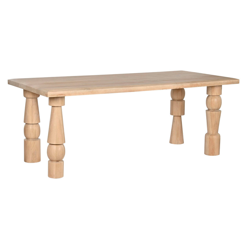 Mesa de comedor moderna natural de madera de mango, 200 x 90 x 76 cm
