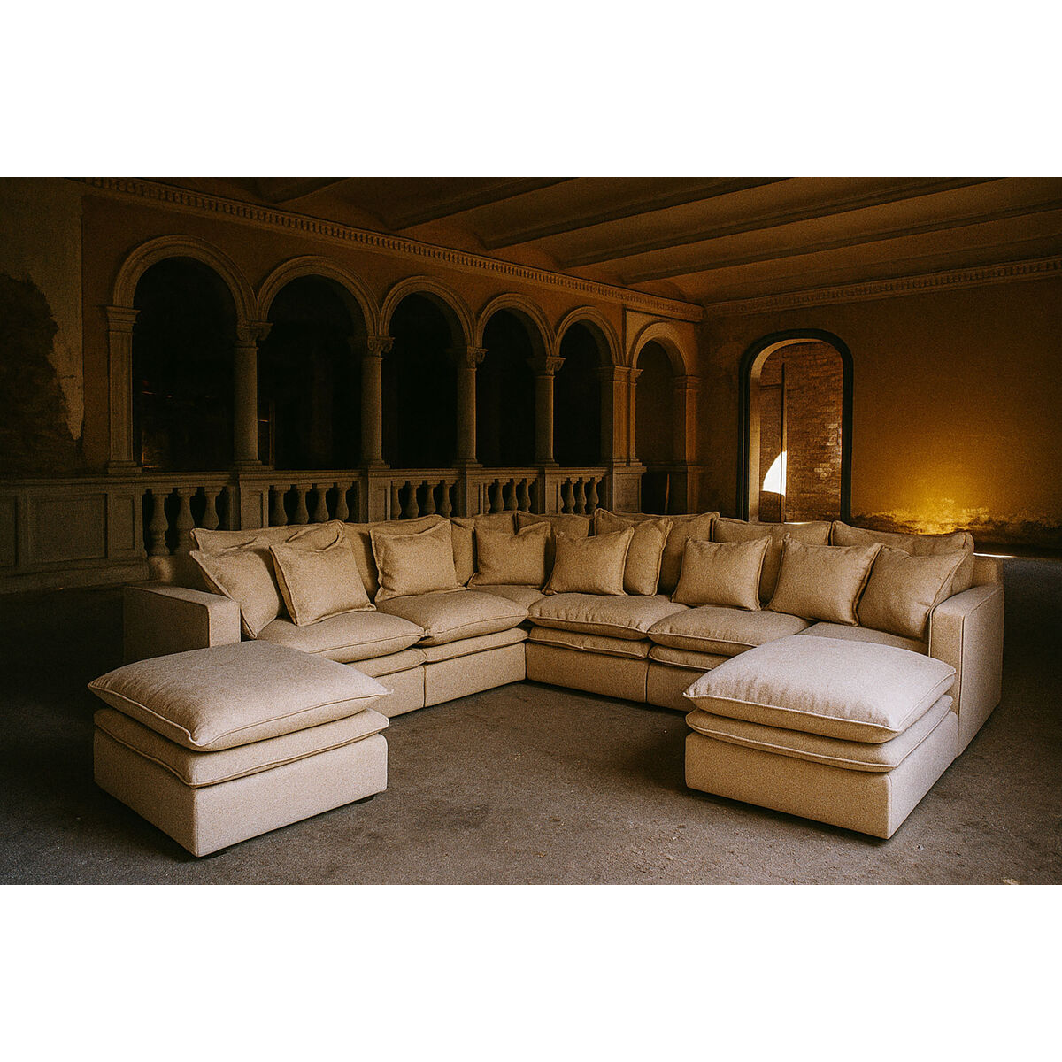 Módulo de sofá beige de poliéster, 120 x 120 x 95 cm — imagen 2