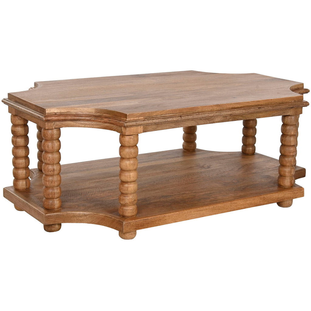 Mesa de centro de madera de mango, 131 x 80 x 48 cm