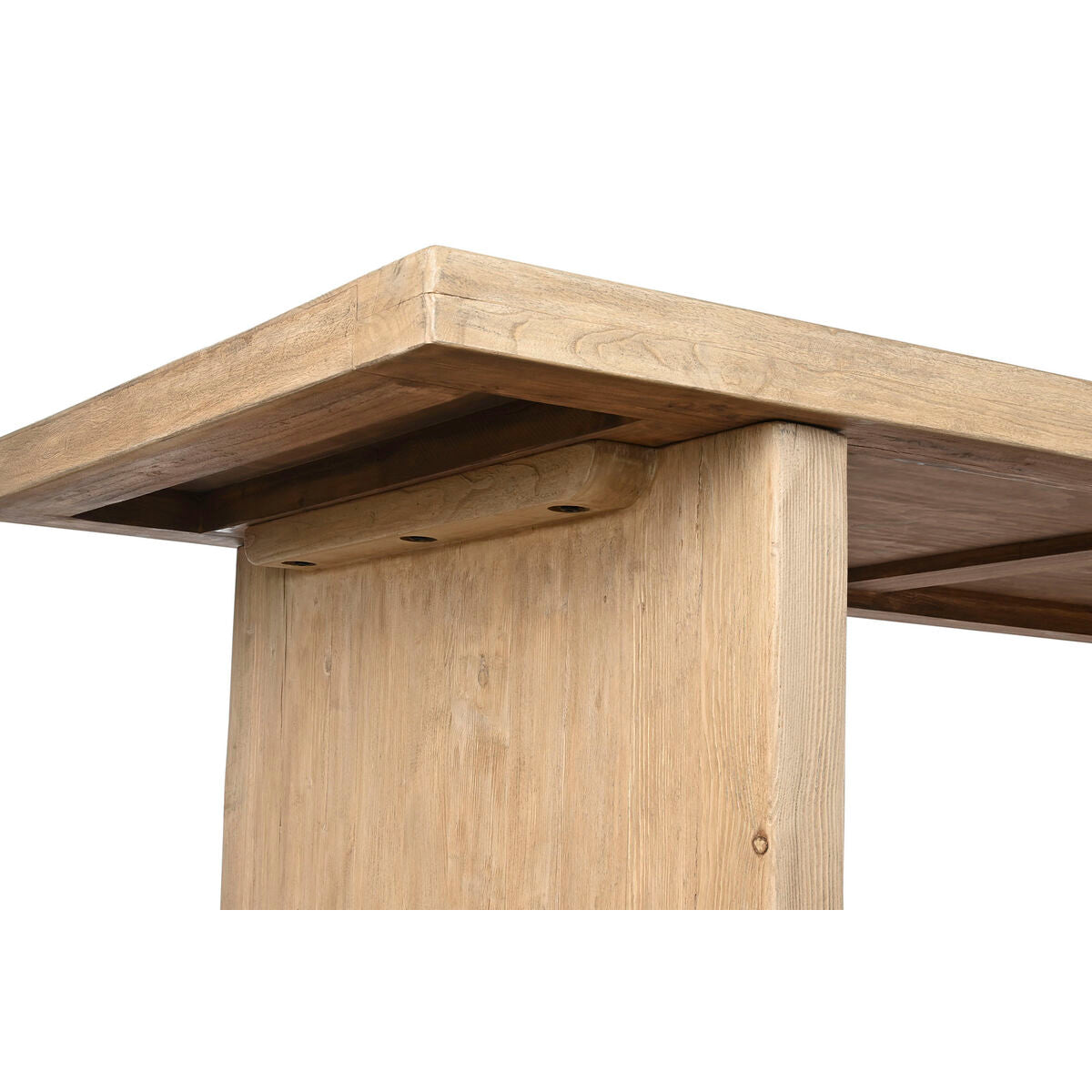Mesa de comedor natural de madera de olmo, 244 x 102 x 76 cm — imagen 4